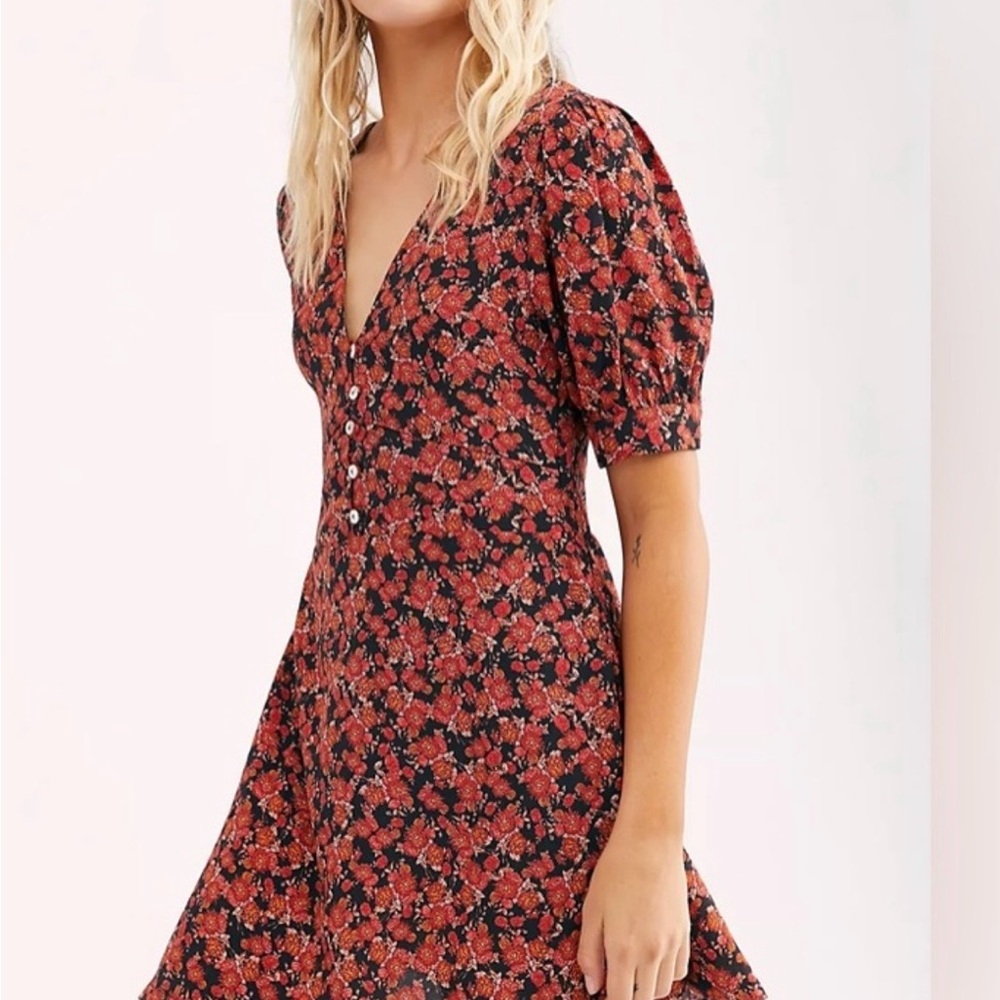 Free People Provence Mini Dress Bordeaux Floral Small NWT